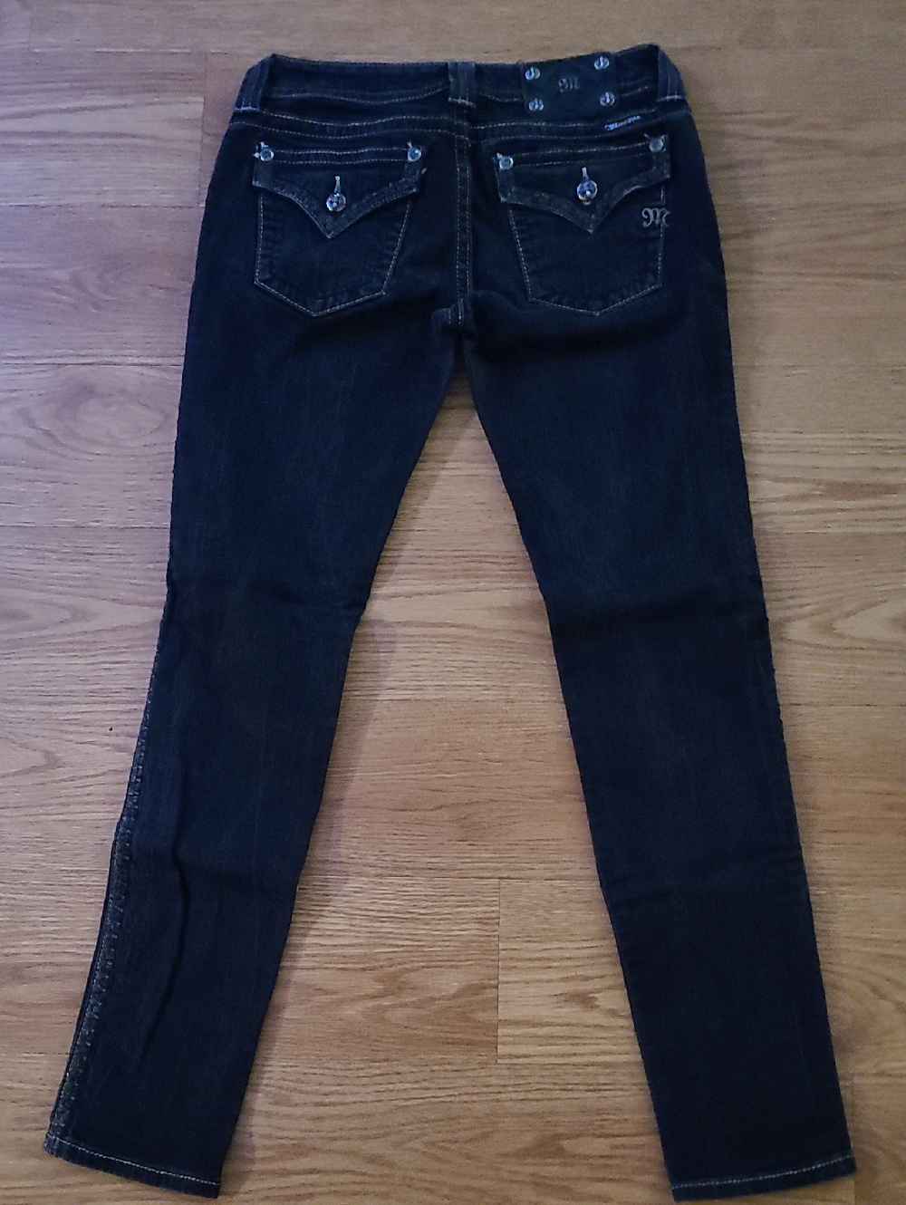 MISS ME VINTAGE WOMEN'S 29x30 SKINNY GIRLS ROCKER BLACK DENIM JEANS - Picture 5 of 8
